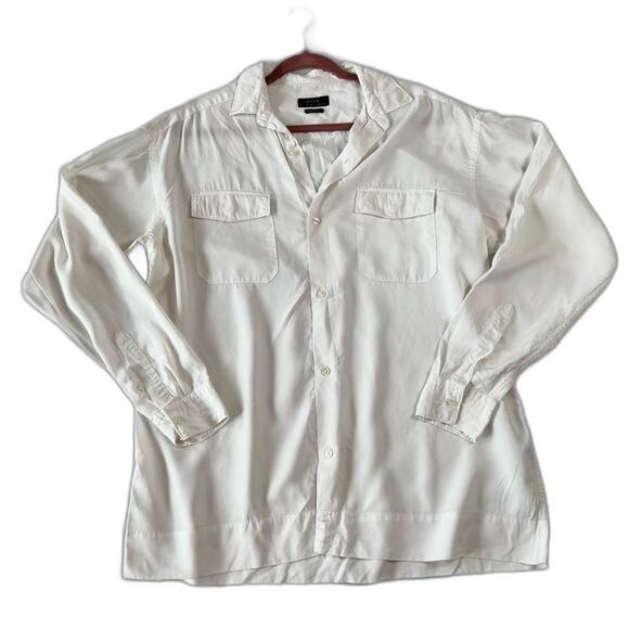 Zara Women's Blouse Relax Fix Button Up White Medium Long Sleeve - Picture 1 of 6